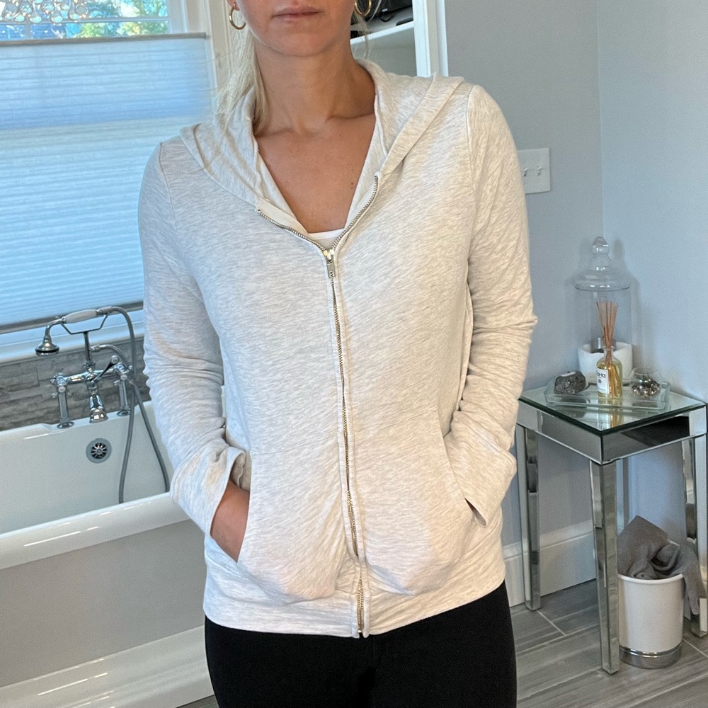 Monrow Super Soft Zip Up Hoodie Sweatshirt Medium Buttercream